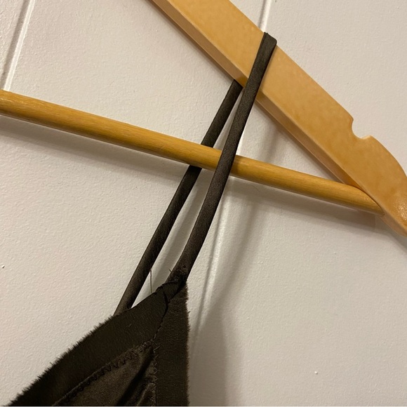 Alan Bilzerian 100% Silk Brown Chocolate Chemise Style Cami Top Spaghetti Straps - Picture 4 of 14